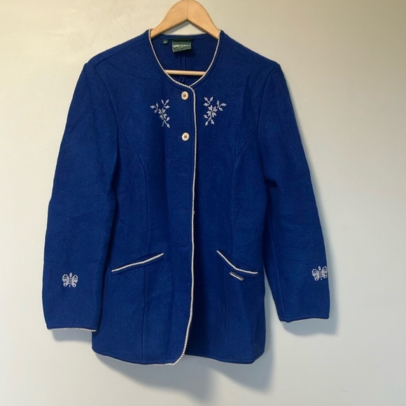 Geiger Boild Wool Blue Embroidered Jacket - Picture 1 of 9